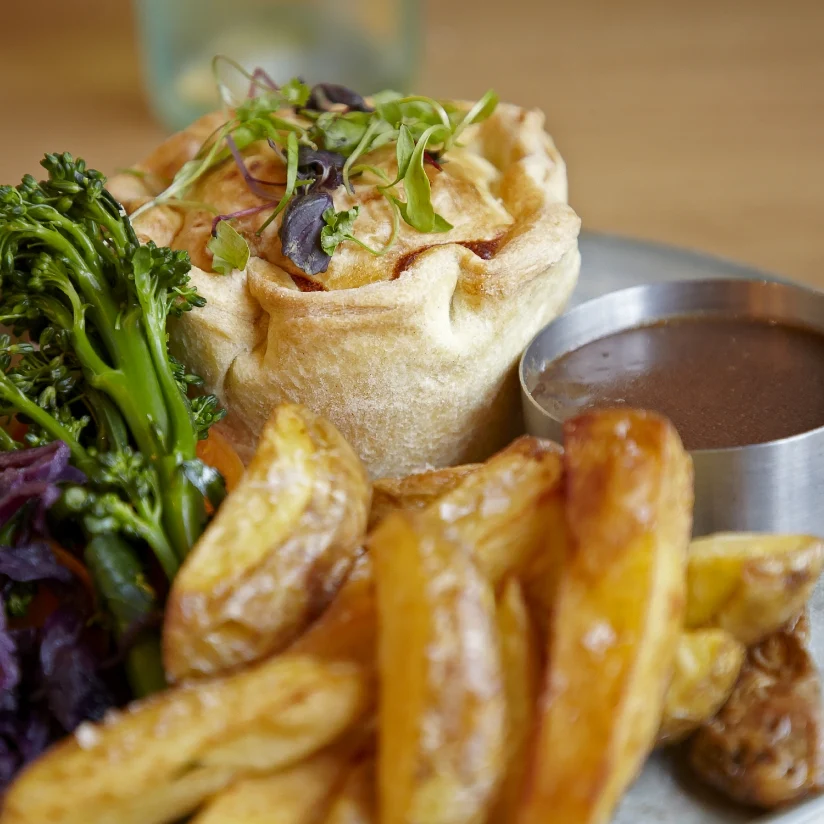 Pie, chips and gravy